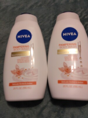 2 NIVEA Body Wash  Pampering Nourishing Serum Delicate Orchid & Amber  20 oz ea
