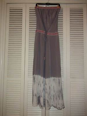 Pre-owned Gypsy 05 Cairo Silk Tie Dye Tube Maxi Dress Gray Size S