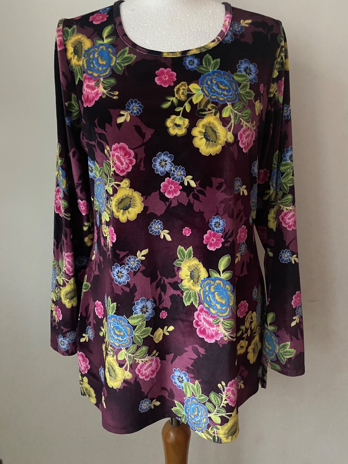 Michele Hope Velvet Tunic Top  10 / 12, 14 / 16. Green, Blue, Purple and Grey - Picture 1 of 12