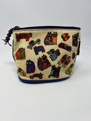 Laurel Burch Feline Minis Small Clutch Cosmetic Pouch Floating Cats Makeup Bag