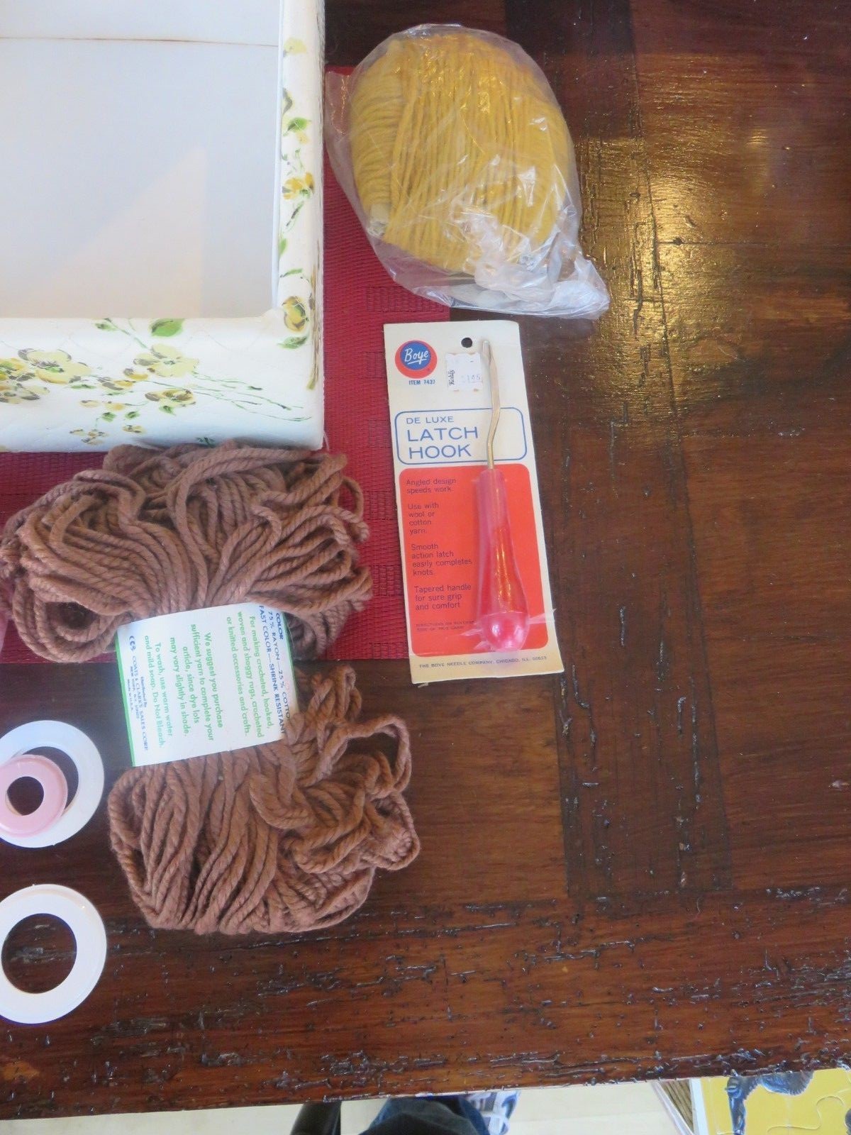 Vintage Sewing / Knitting Box storage Travel case Vinyl 1960’s Floral Design