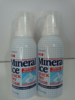 Mineral Ice Therapeutic Pain Relieving Quick dry  foam 4.oz ( 2pk bundle)