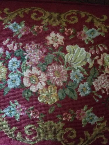 PRICE REDUCED -Antique Needlepoint Pillow  Floral  design