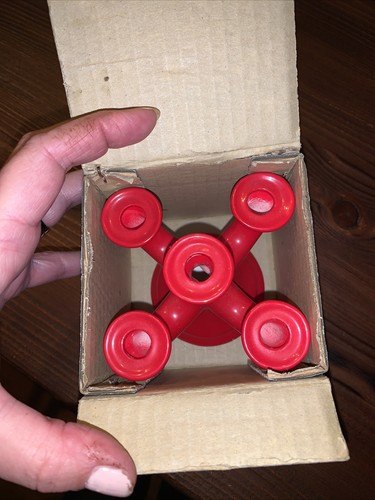 Vintage 5-Arm Ceramic Candelabra Red Japan Candle Holder Mid Century Modern 3.5&rdquo;