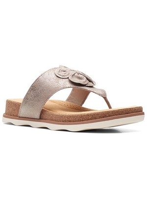 CLARKS COLLECTION Женские босоножки на танкетке Taupe Beige 1 с цветочным узором Brynn, размер 7,5 м