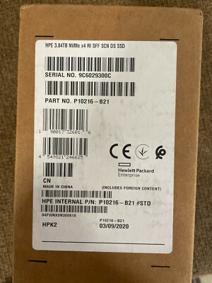HPE 3.84TB RI NVMe PCI-E3x4 SSD Drive 2.5'' SFF Hot Swap P10216-B21      SEALED