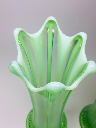 c1900s-10s, Jefferson/Dugan Opalescent Glass Vase Pair