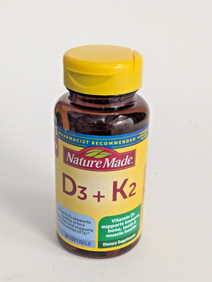 Nature Made Vitamin D3 + K2 Immune Support 30 Count Softgels Exp 07/2025