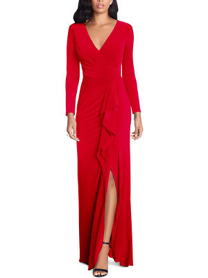 

Женское красное платье в полный рост с длинными рукавами и рюшами BETSY - ADAM, Красный