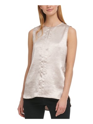 

Женский золотой топ DKNY с V-образным вырезом