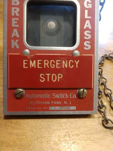 ASCO  Break Glass Boiler Emergency Stop, catalog # 124200 cover plate