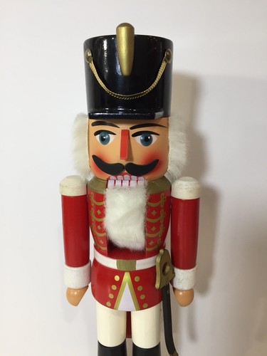 Vintage Volkskunst Erzgebirge German Christmas Wood Nutcracker Soldier 13.5 Tall