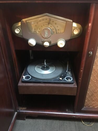 Zenith Hfx1283e Radio Phonograph Record Player Cabinet 1956