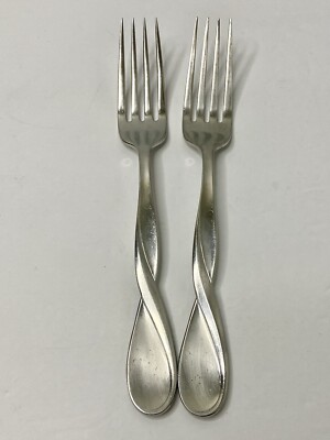 2 Dinner Fork Oneida AQUARIUS GLOSSY USA Stainless 7 3/8'' #3 READ
