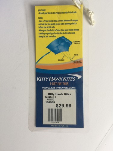 Kitty Hawk kites New With Tag’s. Parafoil 5 Patriotic 50 Foot Streamer Tail.