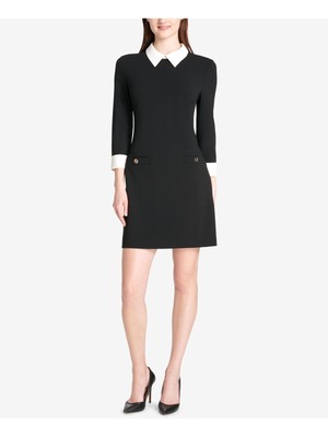 

TOMMY HILFIGER Женское черное платье-футляр выше колена с рукавами 3/4 Petites, Черный