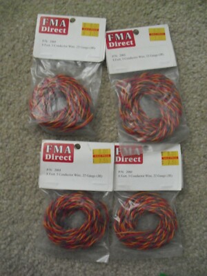 Lot of 4 FMA Direct 8 Feet 3 Conductor Wire 22G 200J NIP