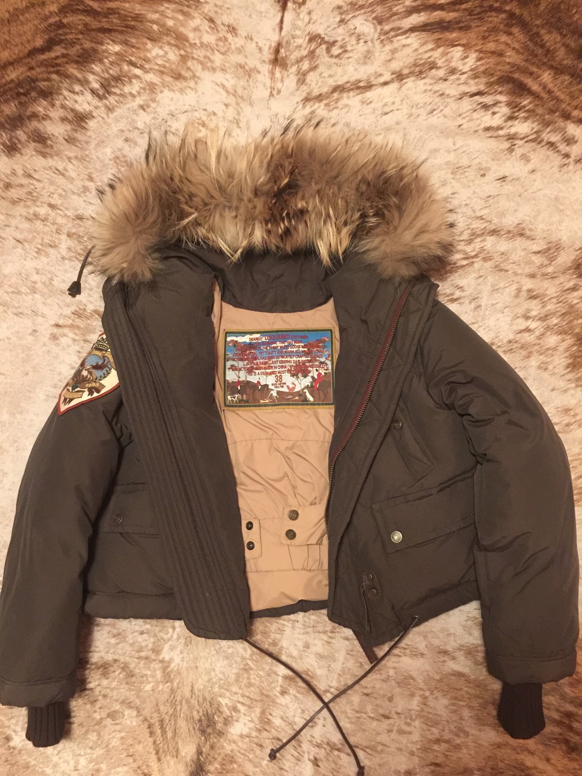 Dsquared down jacket with hood, fur, sz. 38 | eBay Dsquared down jacket with hood, fur, sz. 38 | eBay