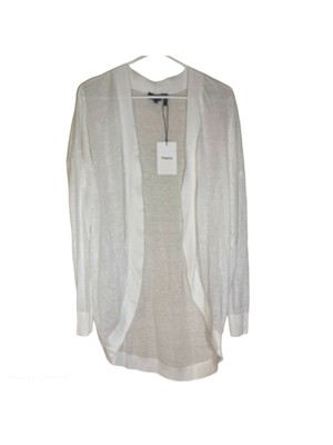 

THEORY Женский белый полупрозрачный открытый кардиган с длинным рукавом Свитер Размер