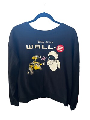 Disney Pixar Wall E Graphic Black Crewneck Sweatshirt Women s Size Small Jr s M