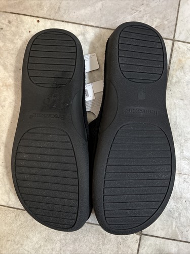 Brookstone MEMORY FOAM fuzzy footbed Open Toe Slide Slippers men&rsquo;s USA 10-11