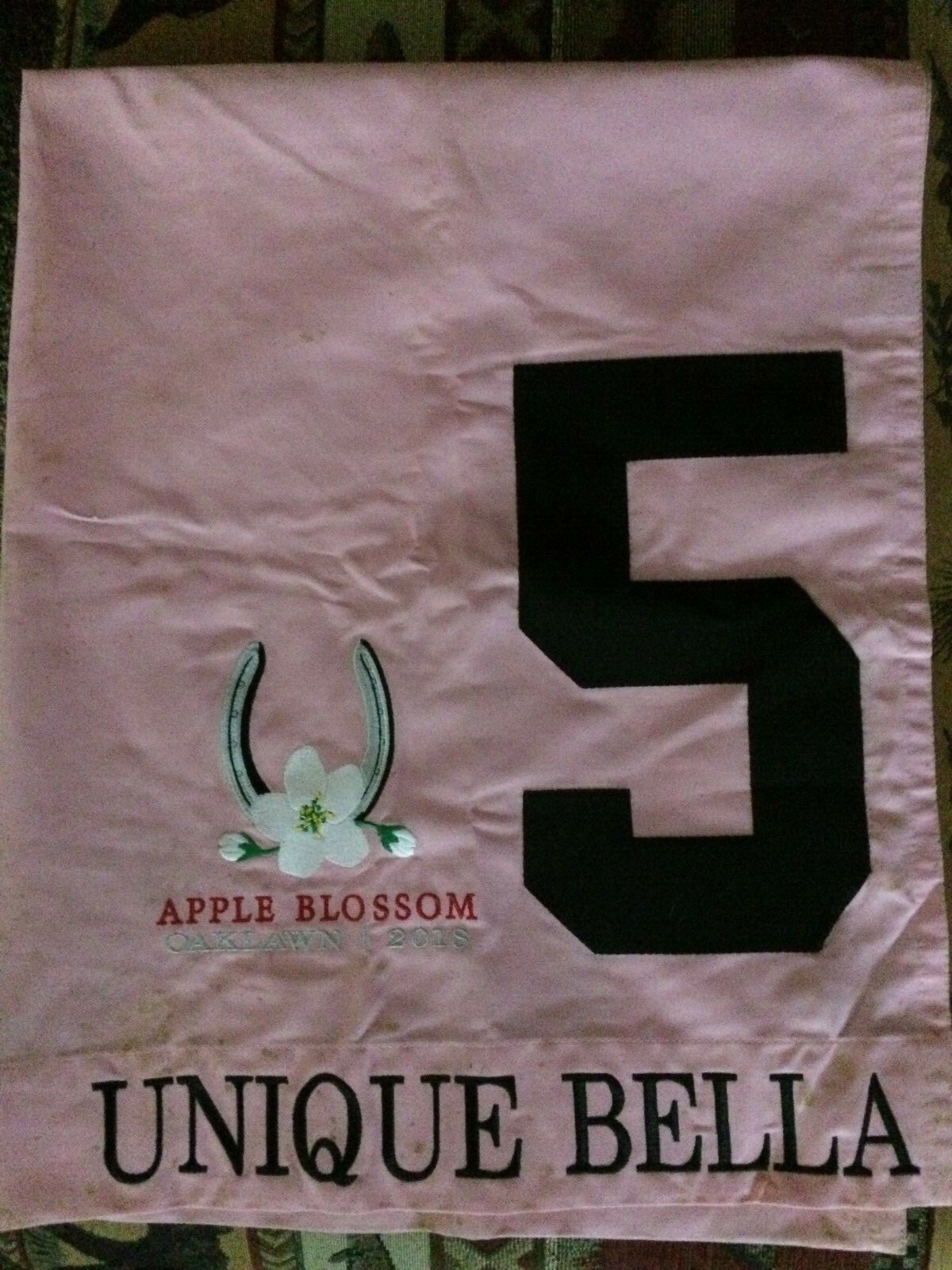 Saddle cloth ; race worn by Unique Bella-2nd place- 2 time Eclipse Award Winner