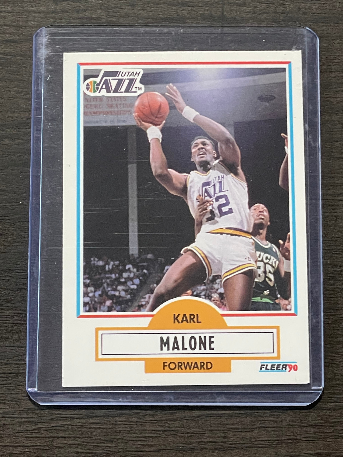Karl Malone 1990 Fleer #188 (RARE Error Card - Black Line