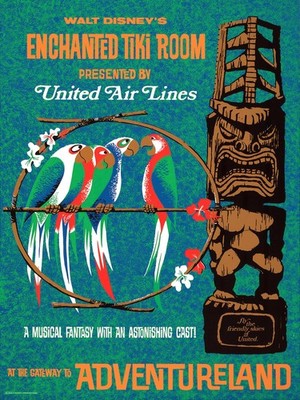 Enchanted Tiki Room United Air Lines Parrots Disney Poster Print Wall Art