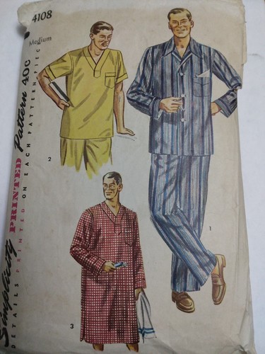 Pajamas Sleepwear Sleepshirt M Mens Simplicity 4108 Sewing