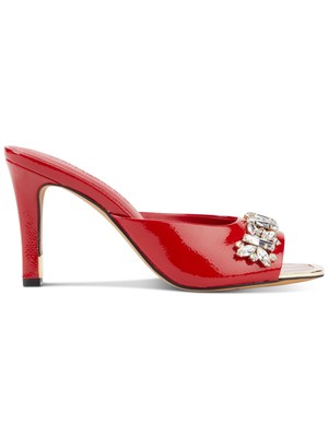 

KARL LAGERFELD Женские красные кожаные босоножки без шнуровки на каблуке Belita Toe 7,5, Красный, KL419510
