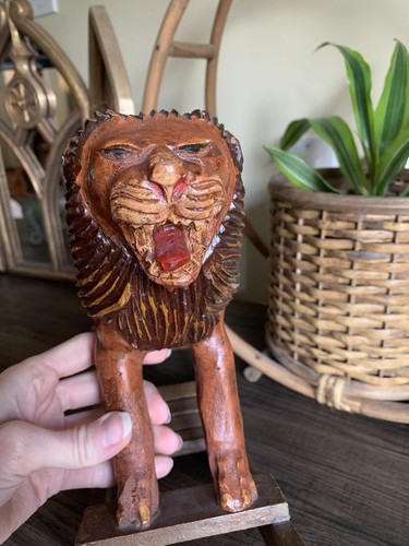 Vintage Wood Carved Lion Rocking Horse