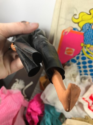 1960's 70's Barbie Case w/ 1968 Ken + w/ Lot (15+) Outfits Jeans Dresses