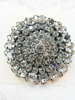 New Liz Palacios Sparkling Clear Famous Maker Crystals Statement Brooch Pin
