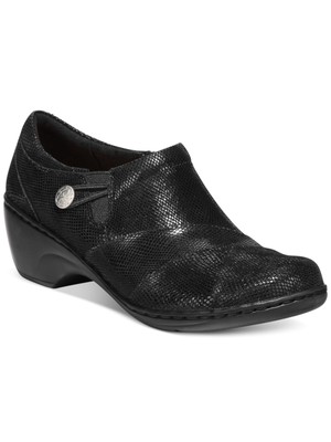 

КОЛЛЕКЦИЯ ОТ CLARKS Женские черные кожаные сабо Channing Ann с круглым носком, 9,5 м, Черный, 26113341