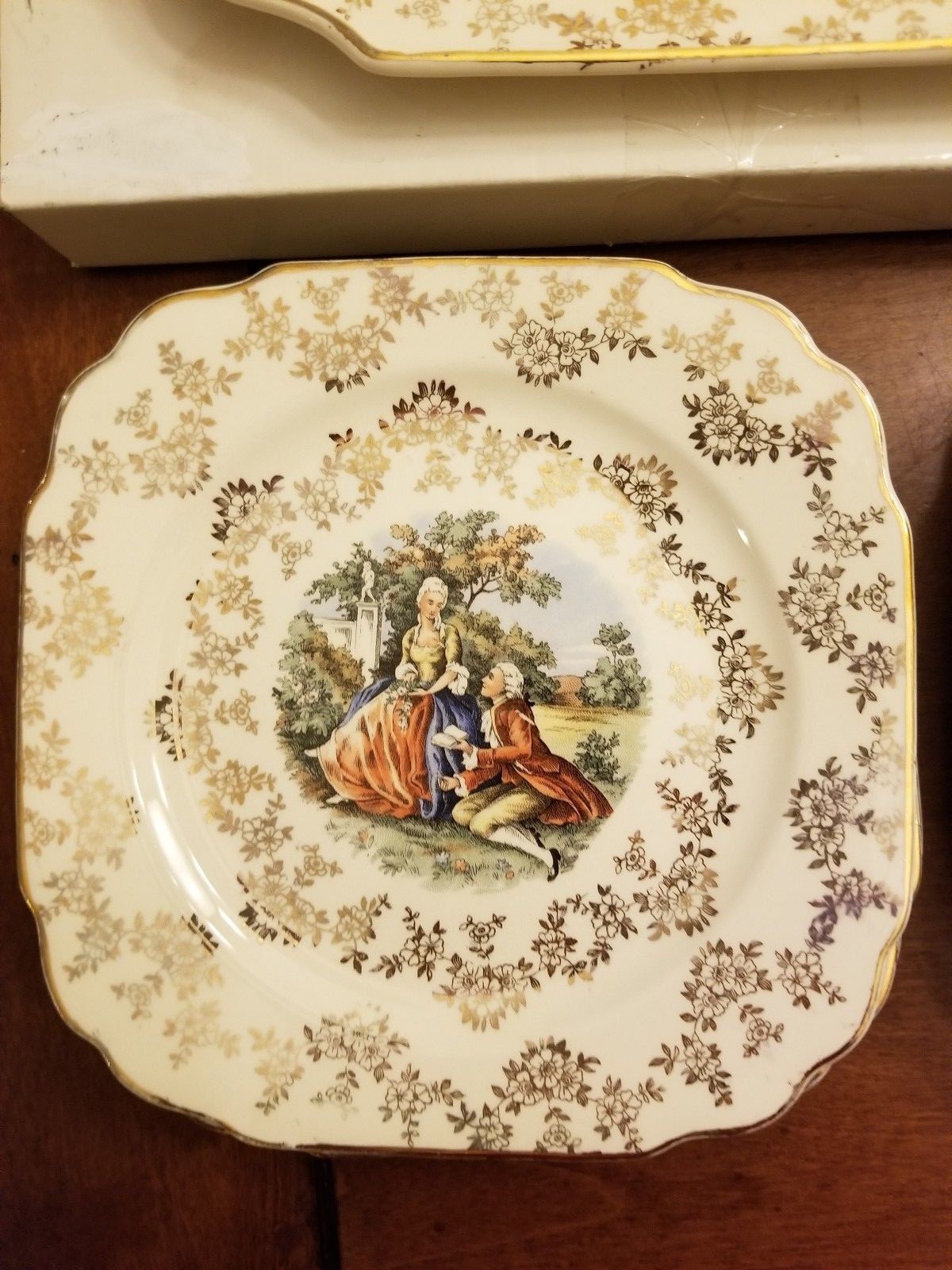 1940's 22-Karat Gold American Limoges Cake place and server and 6 plates