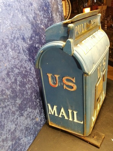 Antique 1894 Cast Iron U.S. Mail Box Reading Stove Works Post Office bracket