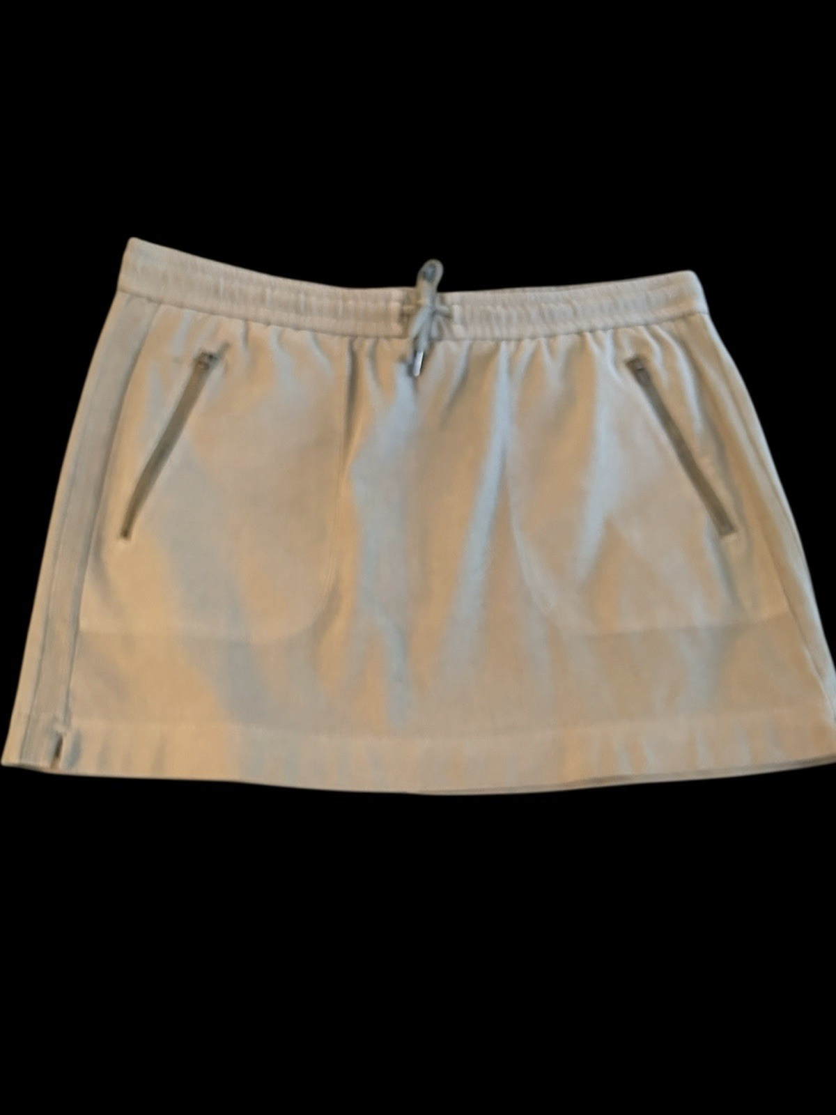 Athleta Farallon Skirt Khaki Green Elastic Waist Zipper Pocket Women Size 12 EUC