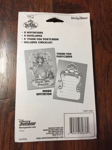 Sofia the First 8 Invitation and 8 Thank You Combo Pack Birthday Party