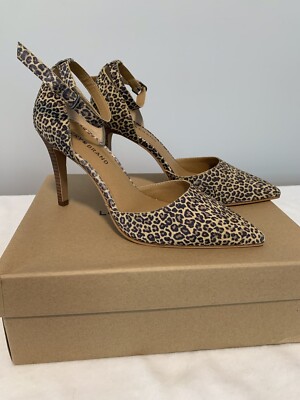 Lucky Brand Womens Tukko Ankle Strap Heels Sz 9 M Leather Leopard Print