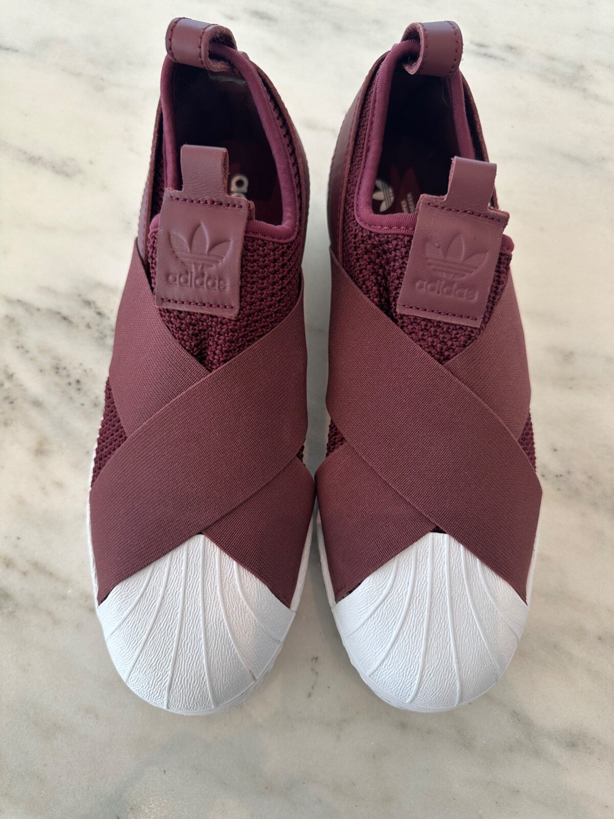 adidas slip on red burgundy