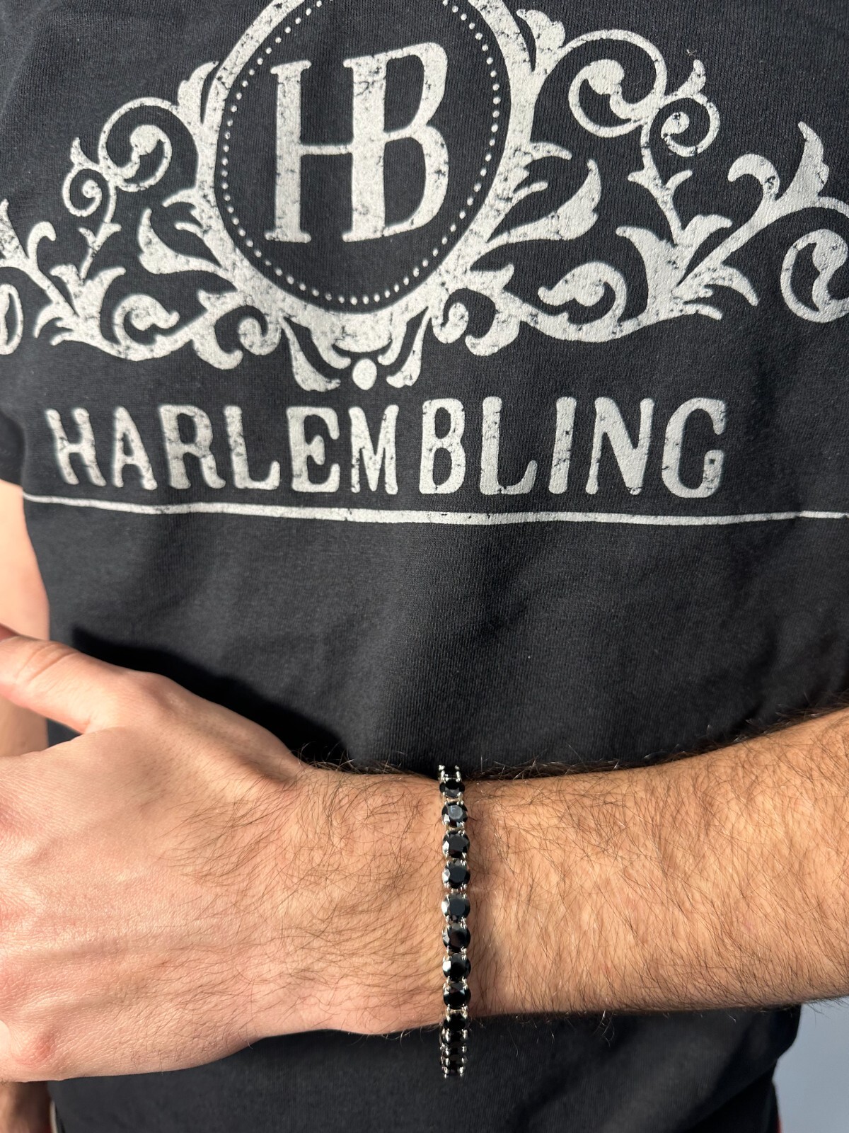 Pre-owned Silver Real Black Moissanite Thick 7mm Tennis Bracelet 925  Pass Diamond Tester