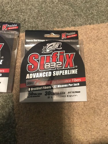 2 Sufix Braided Fishing Line 30LB 832 Advanced Superline Low-Vis Green 660-030G