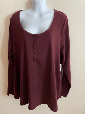 Women's Old Navy Crew-Neck Long Sleeve, Straight Fit, Henley Shirt Size XXXL NWT