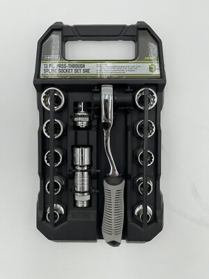 Master Mechanic 13 Piece Pass Thru Spline Socket and Ratchet Set, SAE, 228027