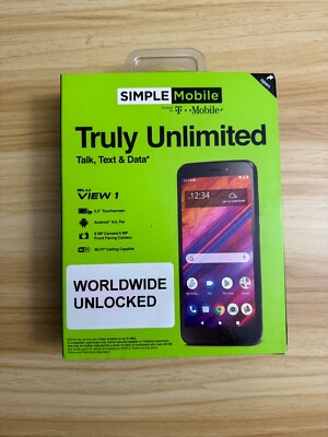 UNLOCKED - Simple Mobile Blu View 1 4G LTE Prepaid Smartphone - Black - 16GB