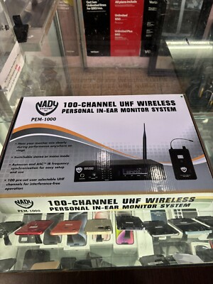 Nady PEM-1000 UHF 100- Channel Wireless Professional In ln-Ear  Systen Earbuds