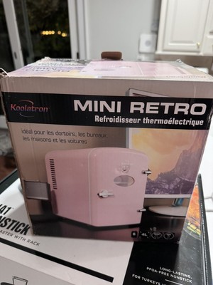 Koolatron Retro Mini Portable Fridge, 4L Compact Pink Personal Cooler