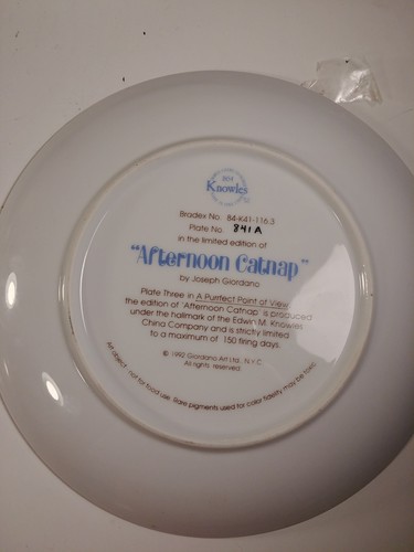 Knowles 8in Cat Plates Collectors 1990s Giordano Art Lotx4