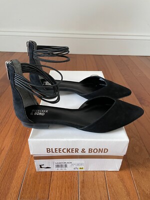Bleecker & Bond Sandy D'Orsay Genuine Suede Leather Flats - 6.5 M - Black