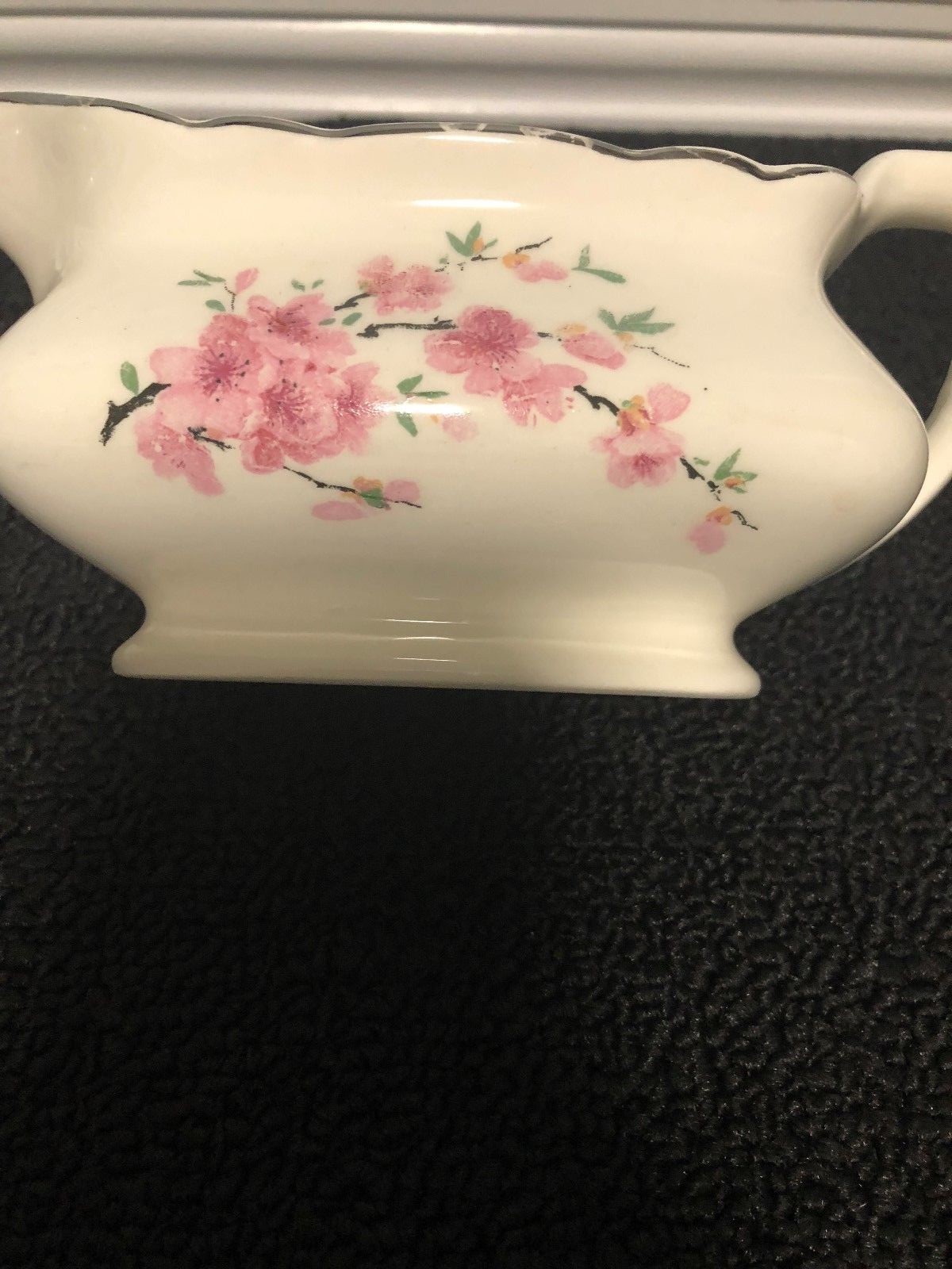 W S George White Lido Peach Blossom Platinum gravy bowl pre-owned